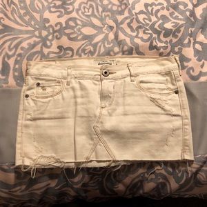 Abercrombie White Jean Mini Skirt